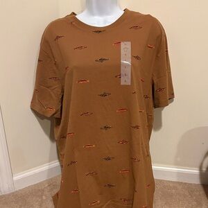 NWT Old Navy Brown Graphic Men’s Short Sleeve Fish Shirt in Size Large